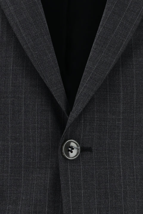 Dark Gray 7 Drop Slim Fit Narrow Cut Wool Striped Suit