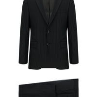 Black 7 Drop Super Slim Fit Extra Narrow Cut Wool Striped Suit