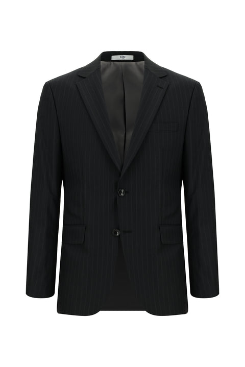 Black 7 Drop Super Slim Fit Extra Narrow Cut Wool Striped Suit