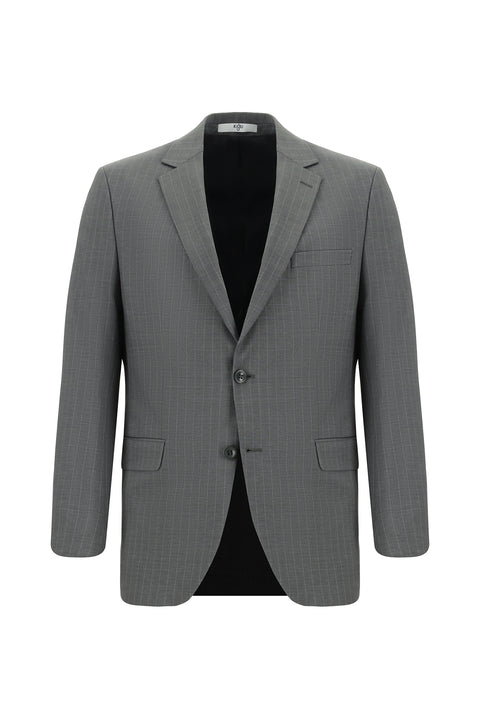 Medium Gray 6 Drop Regular Fit Standard Cut Wool Striped Suit