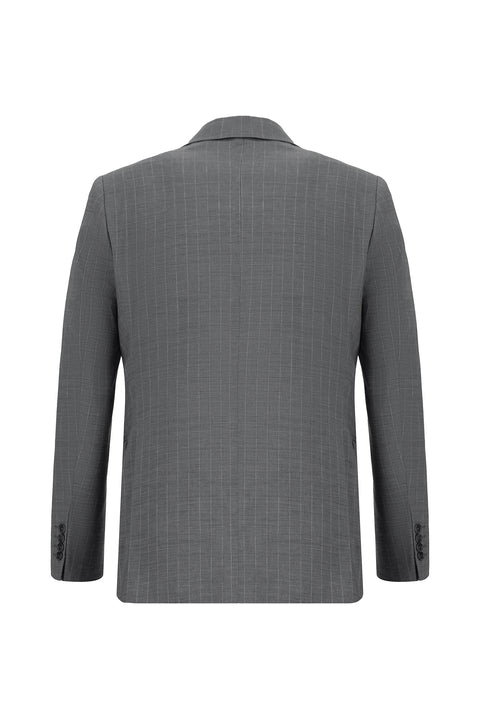 Medium Gray 7 Drop Slim Fit Narrow Cut Wool Striped Suit