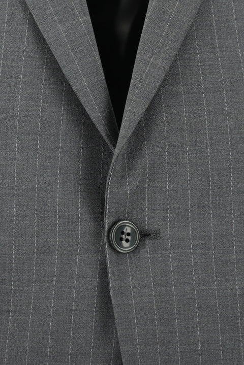 Medium Gray 6 Drop Regular Fit Standard Cut Wool Striped Suit