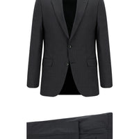 Dark Gray 7 Drop Super Slim Fit Extra Narrow Cut Wool Striped Suit
