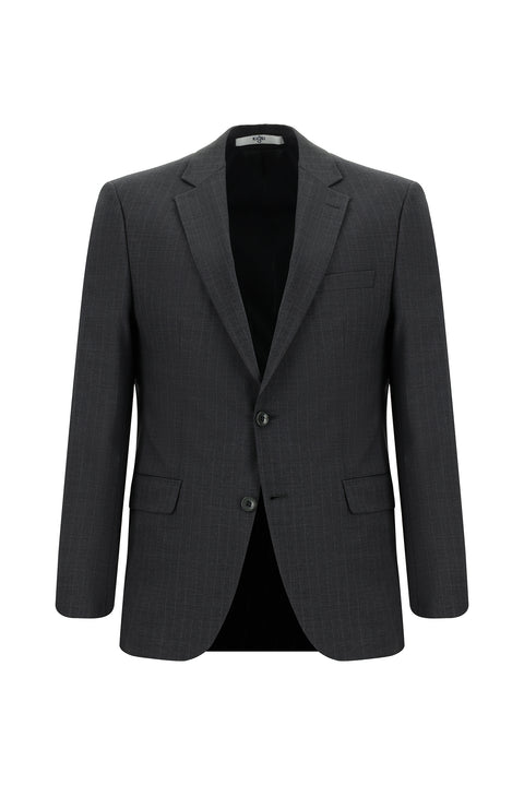 Dark Gray 6 Drop Regular Fit Standard Cut Wool Striped Suit