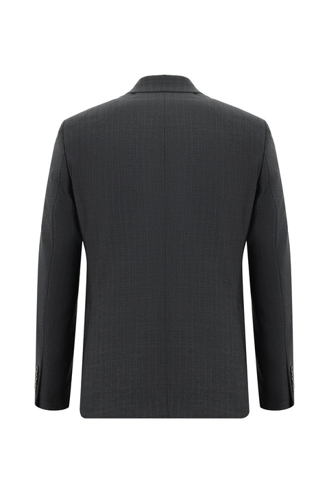 Dark Gray 6 Drop Regular Fit Standard Cut Wool Striped Suit