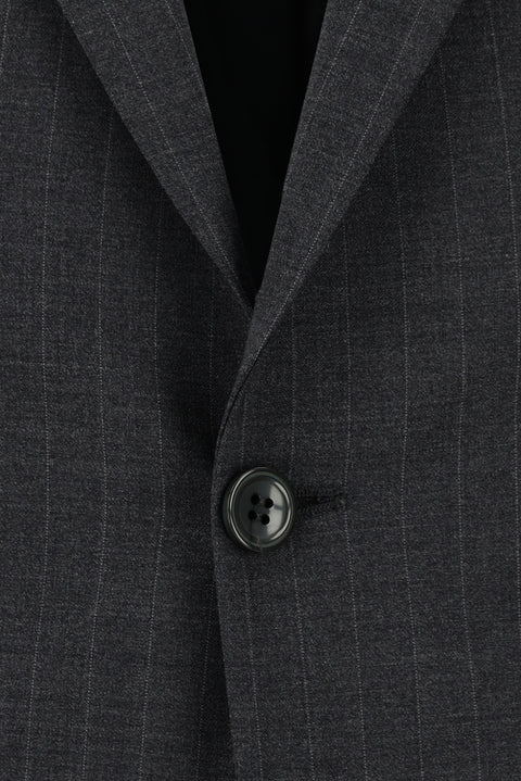 Dark Gray 6 Drop Regular Fit Standard Cut Wool Striped Suit