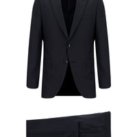 Black Navy 7 Drop Super Slim Fit Extra Narrow Cut Wool Striped Suit