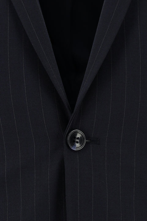 Black Navy 6 Drop Regular Fit Standard Cut Wool Striped Suit