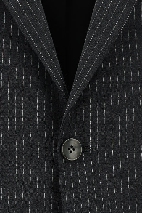 Dark Gray 7 Drop Super Slim Fit Extra Narrow Cut Wool Striped Suit