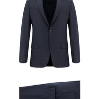 Medium Navy 7 Drop Slim Fit Narrow Cut Wool Striped Suit