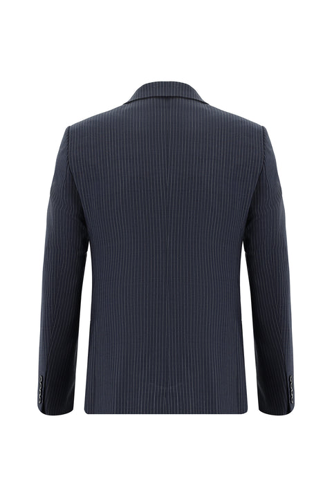 Medium Navy 7 Drop Super Slim Fit Extra Narrow Cut Wool Striped Suit