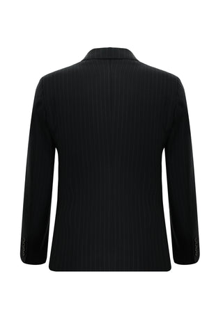  Siyah 7 Drop Super Slim Fit Eksra Dar Kesim Yünlü Çizgili Takım Elbise