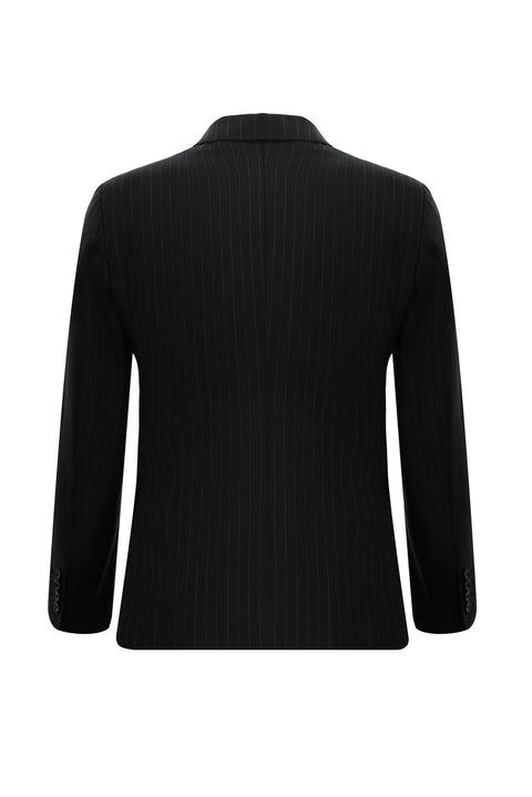 Black 7 Drop Super Slim Fit Extra Narrow Cut Wool Striped Suit