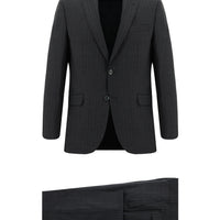 Dark Gray 7 Drop Slim Fit Narrow Cut Wool Striped Suit