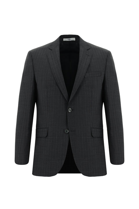 Dark Gray 7 Drop Super Slim Fit Extra Narrow Cut Wool Striped Suit