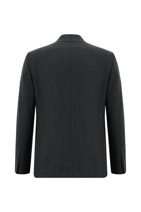 Dark Gray 7 Drop Super Slim Fit Extra Narrow Cut Wool Striped Suit