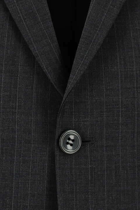 Dark Gray 7 Drop Super Slim Fit Extra Narrow Cut Wool Striped Suit