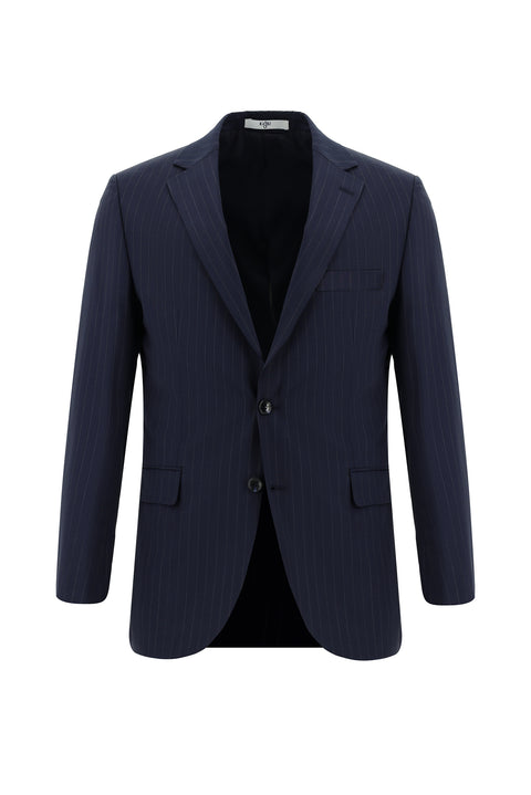 Dark Navy 6 Drop Regular Fit Standard Cut Wool Striped Suit