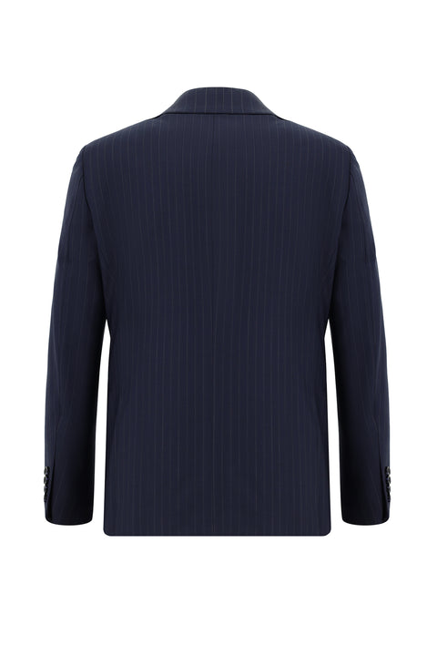 Dark Navy 7 Drop Super Slim Fit Extra Narrow Cut Wool Striped Suit