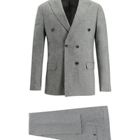 Dark Gray 7 Drop Super Slim Fit Extra Narrow Cut Double-Breasted Striped Linen Suit