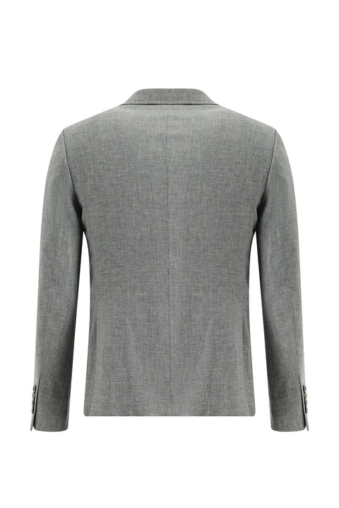 Dark Gray 7 Drop Super Slim Fit Extra Narrow Cut Double-Breasted Striped Linen Suit