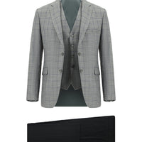 Light Grey 7 Drop Slim Fit Narrow Cut Suit with Vest