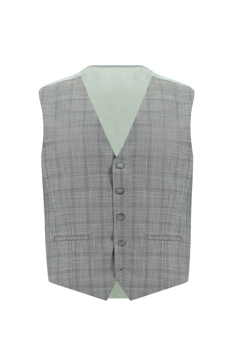 Light Grey 7 Drop Slim Fit Narrow Cut Suit with Vest