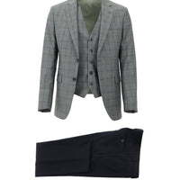 Medium Grey 7 Drop Slim Fit Narrow Cut Suit with Vest