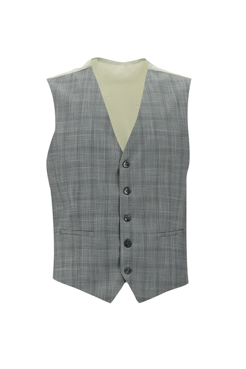 Medium Grey 7 Drop Slim Fit Narrow Cut Suit with Vest