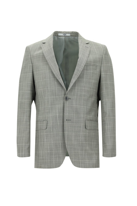 Light Grey 6 Drop Regular Fit Standard Cut Plaid Suit