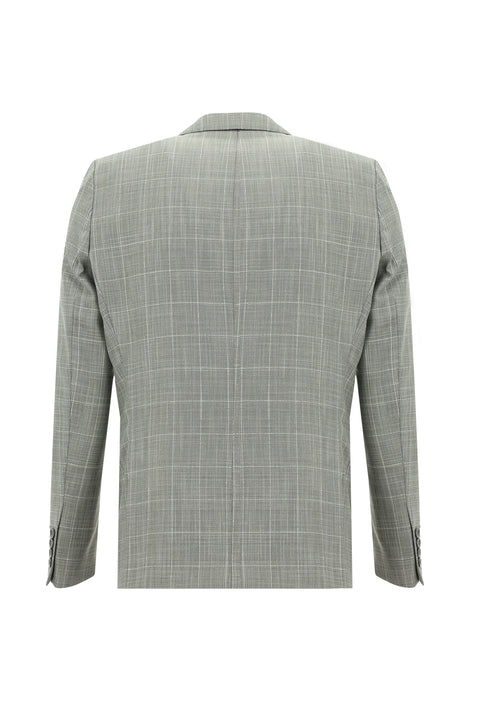 Light Grey 6 Drop Regular Fit Standard Cut Plaid Suit