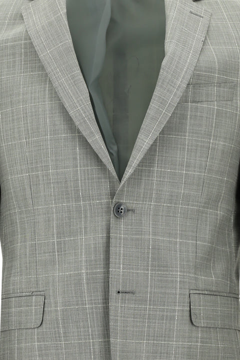 Light Grey 6 Drop Regular Fit Standard Cut Plaid Suit