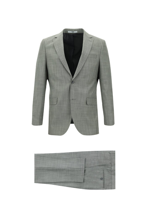 Medium Grey 6 Drop Regular Fit Standard Cut Plaid Suit