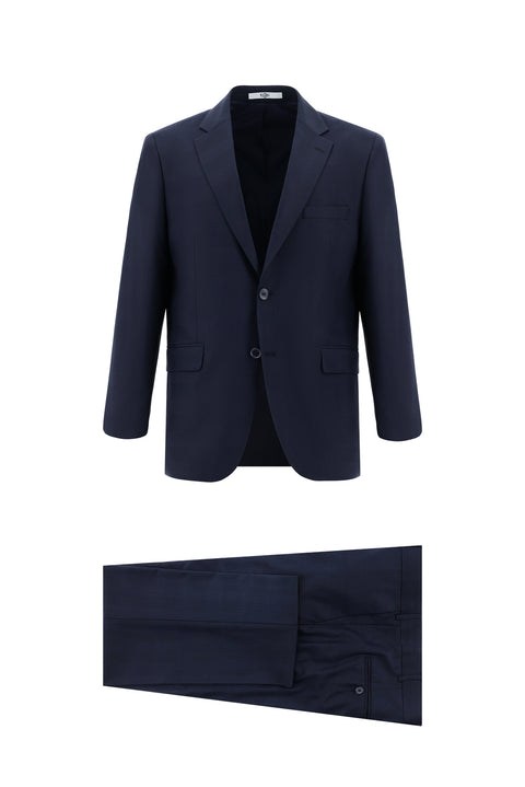 Dark Navy 7 Drop Slim Fit Plaid Suit