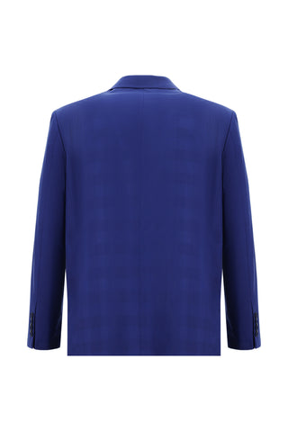 Saks Mavi 7 Drop Slim Fit Dar Kesim Ekose Takım Elbise