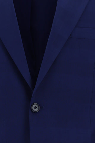  Saks Mavi 8 Drop Long Slim Fit Uzun Dar Kesim Ekose Takım Elbise