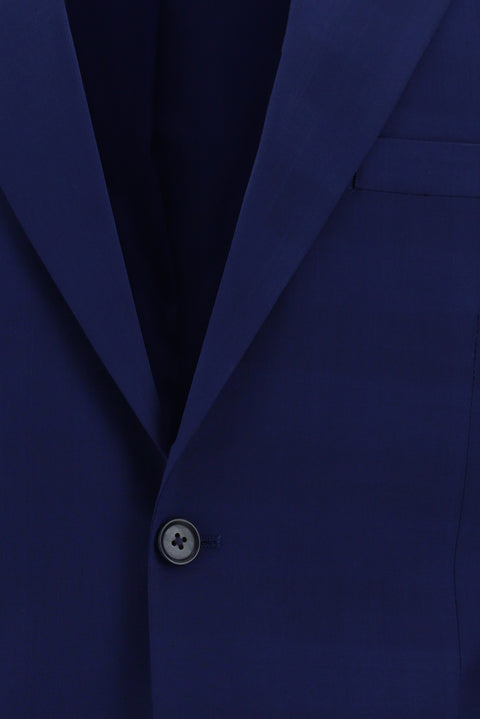 Navy Blue 8 Drop Long Slim Fit Plaid Suit
