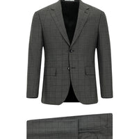 Dark Gray 7 Drop Slim Fit Narrow Cut Plaid Suit