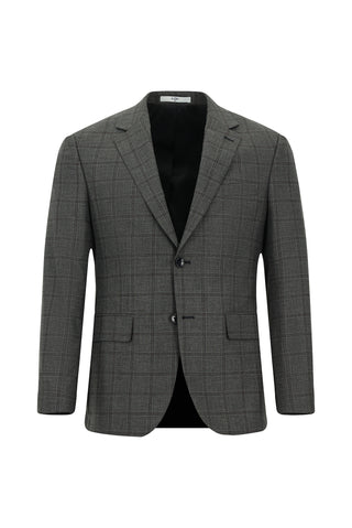  Koyu Füme 7 Drop Slim Fit Dar Kesim Kareli Takım Elbise