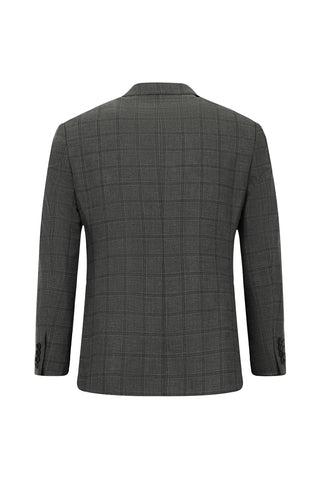  Koyu Füme 7 Drop Slim Fit Dar Kesim Kareli Takım Elbise