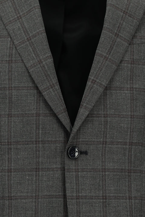 Dark Gray 7 Drop Slim Fit Narrow Cut Plaid Suit