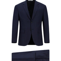 Dark Navy 7 Drop Slim Fit Narrow Cut Plaid Suit