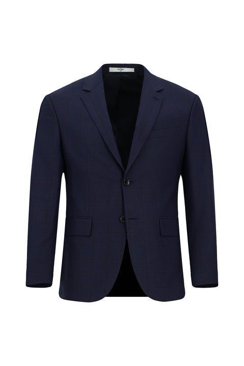 Dark Navy 7 Drop Slim Fit Narrow Cut Plaid Suit