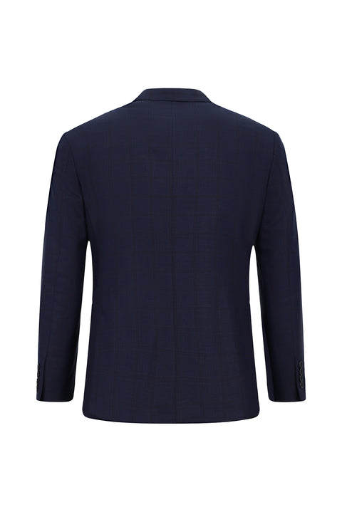 Dark Navy 7 Drop Slim Fit Narrow Cut Plaid Suit