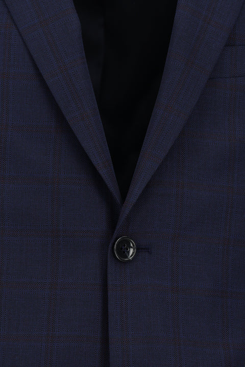 Dark Navy 7 Drop Slim Fit Narrow Cut Plaid Suit