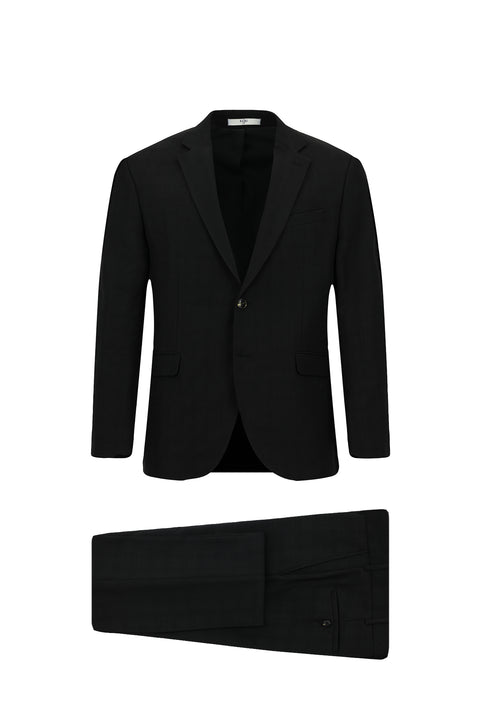 Black 7 Drop Slim Fit Patterned Suit