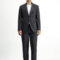 Dark Anthracite 7 Drop Slim Fit Narrow Cut Plaid Combination Suit