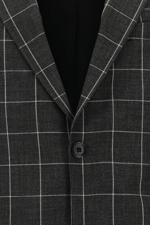 Dark Anthracite 7 Drop Slim Fit Narrow Cut Plaid Combination Suit