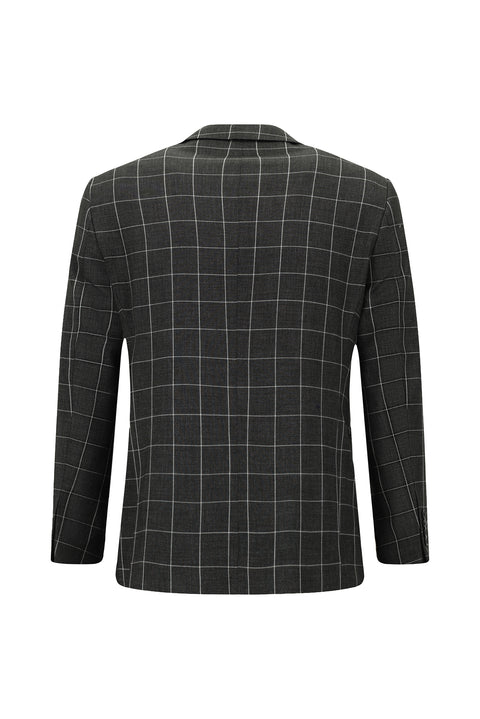 Dark Anthracite 7 Drop Slim Fit Narrow Cut Plaid Combination Suit