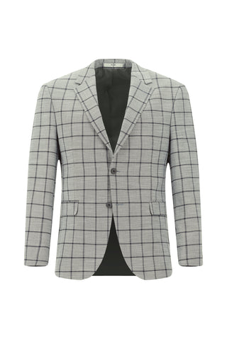  Orta Füme 7 Drop Slim Fit Dar Kesim Kareli Kombinli Takım Elbise